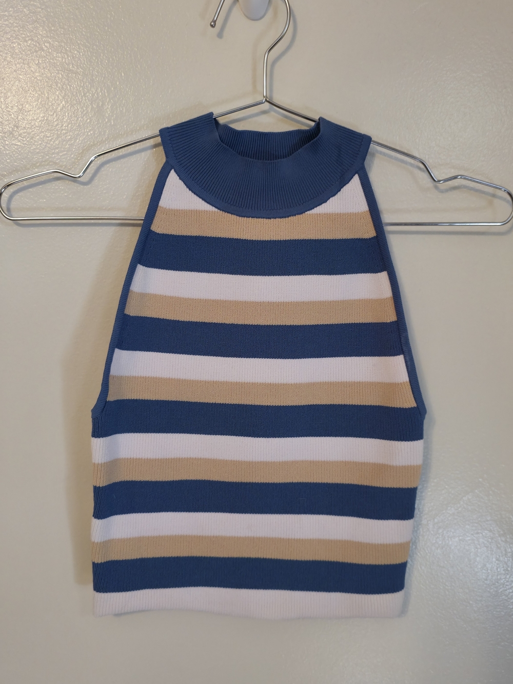 Aritzia Babaton Sculpt Knit Tank Top Blue & Yellow Striped - 2XS